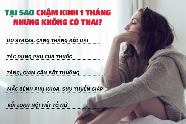 Chậm kinh 1 tháng nhưng không có thai do nhiều nguyên nhân khác nhau gây ra